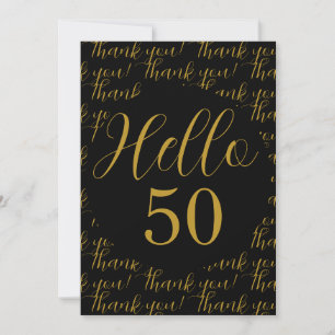 50th Birthday Black Gold Birthday Thank You Card