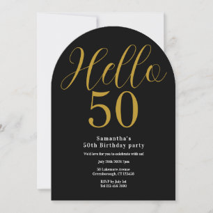 50th Birthday Black Gold Chic Birthday Invitation