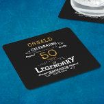 50th Birthday Black Gold  Legendary Retro Square Paper Coaster<br><div class="desc">A personalised elegant 50th birthday paper coaster that is easy to customise for that special 50th birthday party.</div>