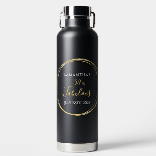 50th Birthday Black Gold Modern Water Bottle