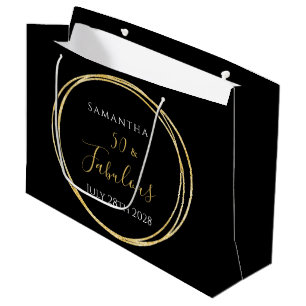 50th Birthday Black Gold Personalised Large Gift Bag