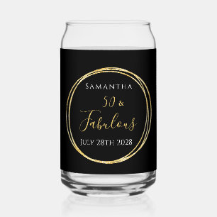 50th Birthday Black Gold Personalised Party Favour Can Glass