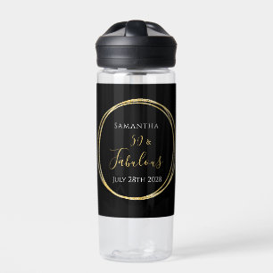 50th Birthday Black Gold Personalized Water Bottle