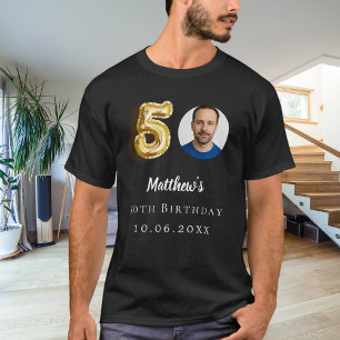 50th birthday black gold photo T-Shirt