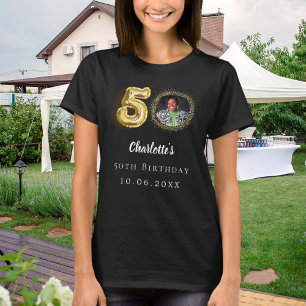 50th birthday black gold photo T-Shirt