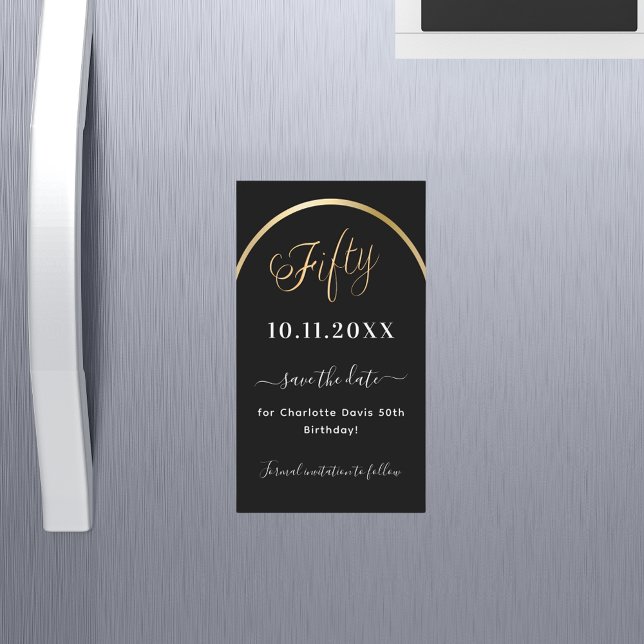 50th birthday black gold Save the Date magnet (Creator Uploaded)