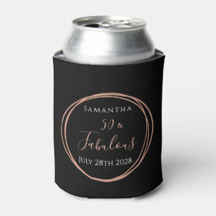 50th Birthday Black Rose Gold Personalised Party Can Cooler
