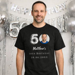 50th birthday black silver photo T-Shirt