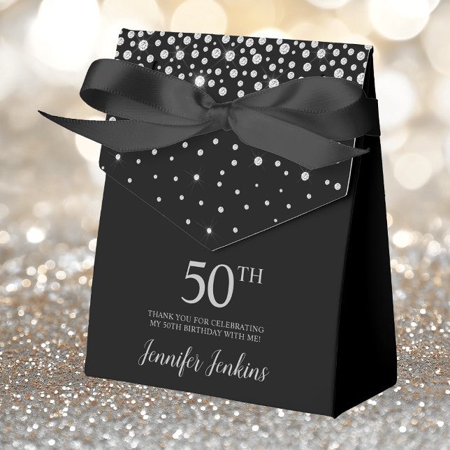 50th Birthday Black Sparkly Thank You Favour Box (Creator Uploaded)