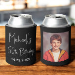 50th Birthday Black White Instagram Photo Can Cooler<br><div class="desc">Celebrate in style with this 50th Birthday Black and White Instagram Photo Can Cooler! Featuring a sleek black and white design, this customisable can cooler showcases your favourite Instagram-style photo, making it a fun and personal party favour. Perfect for milestone birthday celebrations, it keeps drinks cold while adding a stylish...</div>