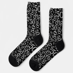 50th Birthday Black/White Number Pattern Socks