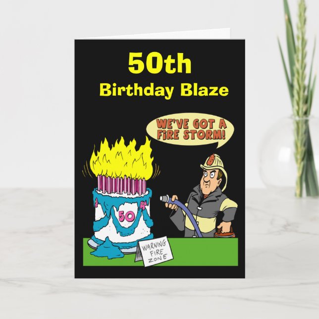 50th Birthday Blaze Card (Front)