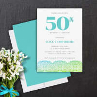 50TH BIRTHDAY BLUE LACE INVITATION