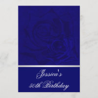 50th Birthday Blue Roses White Satin Trim Party