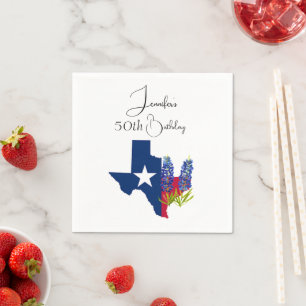 50th Birthday Bluebonnets Texas Fifty Floral Napkin