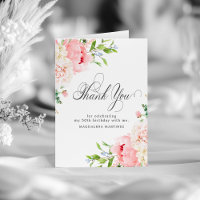 50th Birthday Blush Pink Peony Floral Folded
