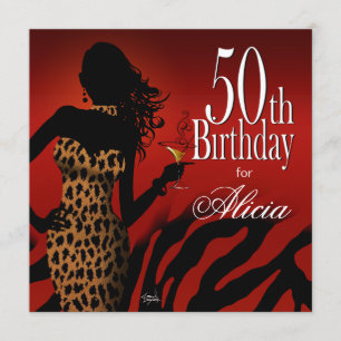 50th Birthday Bombshell Leopard Cocktail Party Invitation