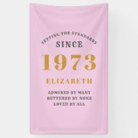 50th Birthday Born 1973 Add Name Pink Gray