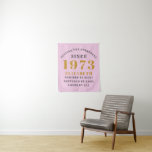 50th Birthday Born 1973 Add Name Pink Grey Tapestry<br><div class="desc">Personalised Birthday add your name and year tapestry. Edit the name and year with the template provided. A wonderful custom birthday party accessory. More gifts and party supplies available with the "setting standards" design in the store.</div>