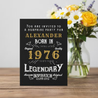 50th Birthday Born 1976 Black Gold Retro Vintage