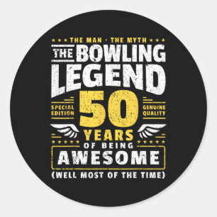 50th Birthday Bowling 50 Years Old Bowler Classic Round Sticker