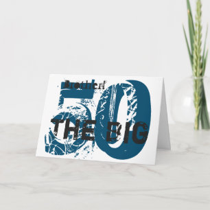 50th Birthday, brother, blue, black, white. Card