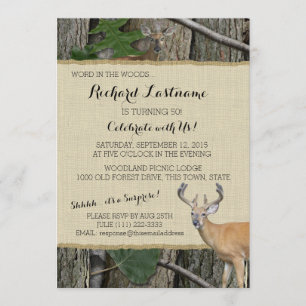 50th Birthday Buck with Hunting Camo Invitation