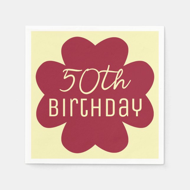 50th Birthday Burgundy Blossom Napkin (Front)