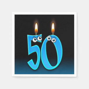 50th birthday candle with eyeballs napkin