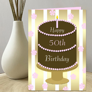 50th Birthday Card Cake in Pink