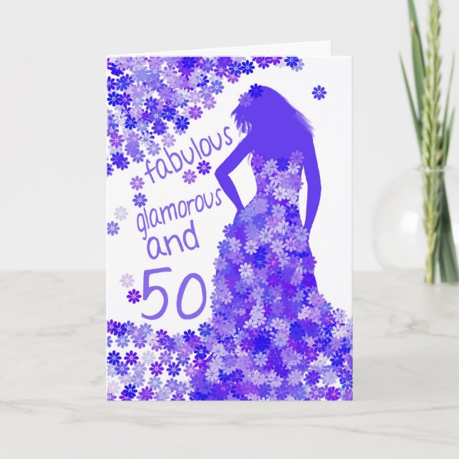 50th Birthday Card - Fabulous, Glamourous And 50 (Front)