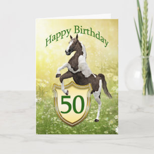 50th birthday card with a rearing horse