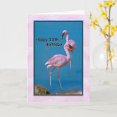 50th Birthday Card with Pink Flamingo (Yellow Flower)