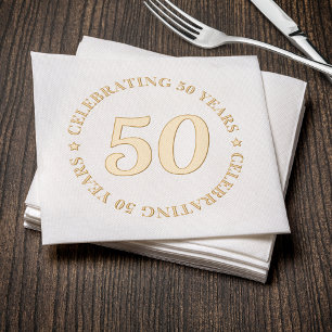 50th Birthday Celebrating 50 Years Gold Fifty  Foil Napkins