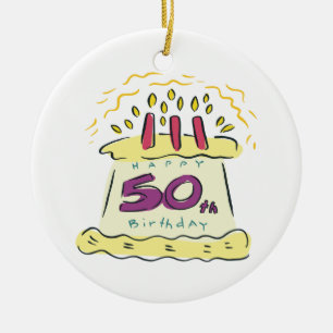 50th Birthday Ceramic Tree Decoration