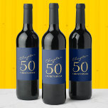 50th Birthday Chapter 50 Blue Gold Wine Label<br><div class="desc">Discover how you can take your loved one's 50th birthday celebration to a whole new level with these eye-catching Blue Gold Wine Bottle Labels from Zazzle! Learn how these customisable labels can add a classy personal touch to any party,  making the big day truly memorable for everyone.</div>
