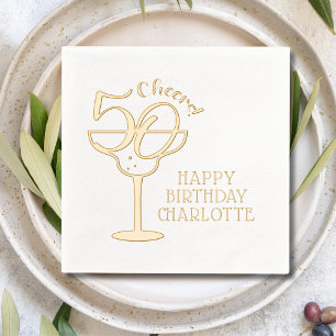 50th Birthday Cheers 50 Personalised Name Foil Napkins