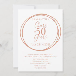 50th Birthday Cheers 50 Years Rose Gold Party Invitation