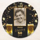 50th Birthday Cheers and Beers Black and Gold