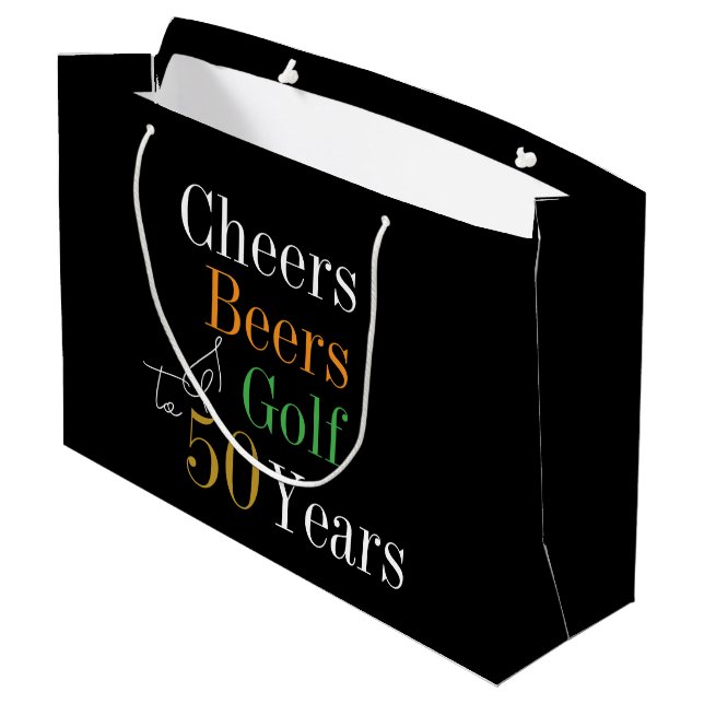 50th Birthday Cheers and Beers Golf Party Favour Large Gift Bag (Back Angled)