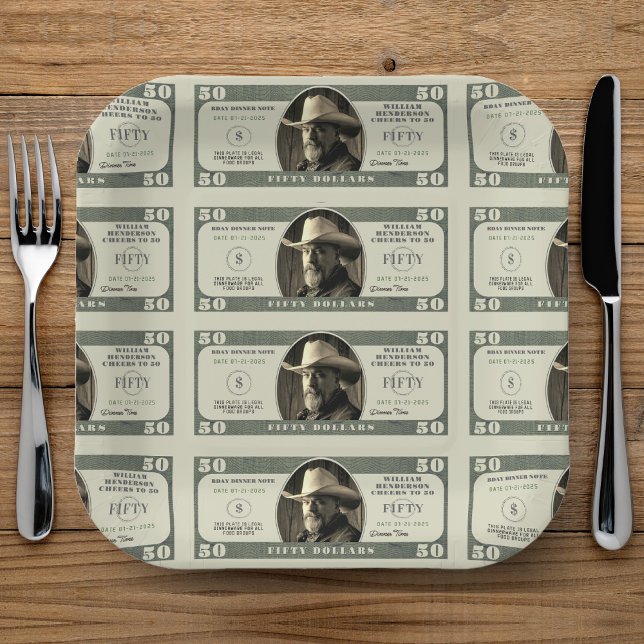 50th Birthday Cheers to 50 Dollar Bill Paper Plate (50th Birthday Cheers to 50 Dollar Bill Paper Plates
)