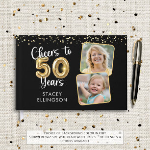 50th Birthday Cheers to 50 Years 2 Photos Guest Book