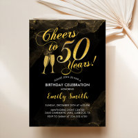 50th Birthday - Cheers To 50 Years Gold Black