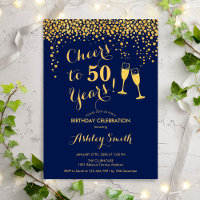 50th Birthday - Cheers To 50 Years Navy Gold