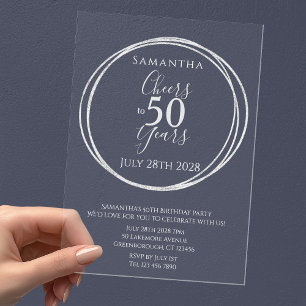 50th Birthday Cheers to 50 Years Party Acrylic Invitations