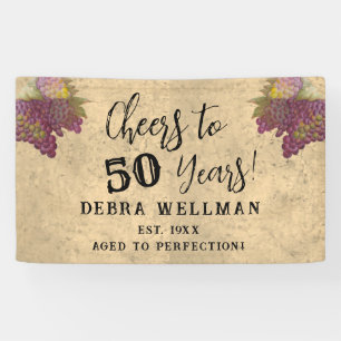 50th Birthday Cheers to 50 Years Vineyard Birthday Banner