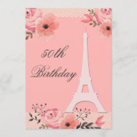 50th Birthday Chic Floral Paris Eiffel Tower