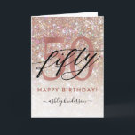 50th Birthday Chic Glitter Ombre Card<br><div class="desc">Modern chic girly birthday card for 50th  birthday. Design featuring champagne sparkly glitter texture,  rose gold 50 and calligraphy script fifty. Personalise with a name and your message.</div>