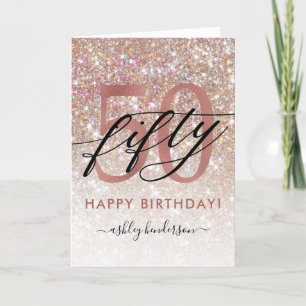 50th Birthday Chic Glitter Ombre Card