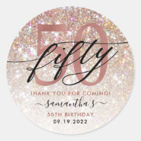 50th Birthday Chic Glitter Ombre Thank You